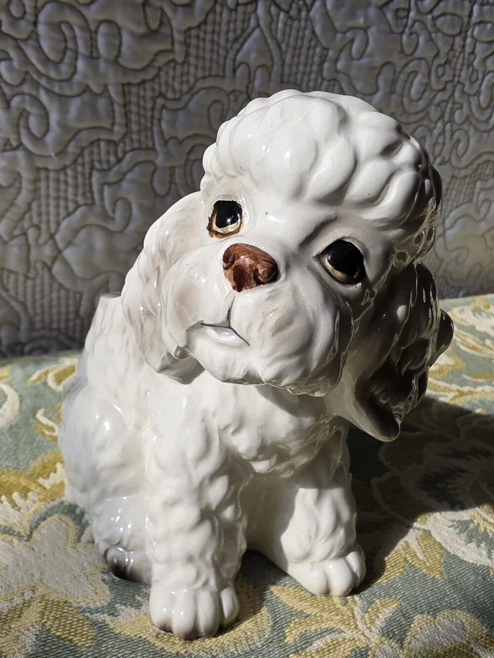 VTG Mid Century Relpo Japan White Poodle Ceramic Planter